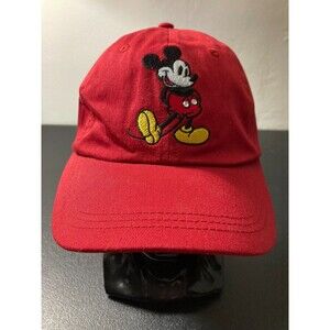 DISNEY MICKEY MOUSE RED BASEBALL CAP HAT ADJUSTABLE AUTHENTIC DISNEY STORE RED